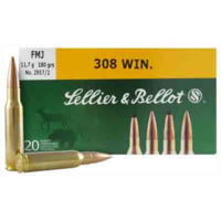 Sellier &amp; Bellot 308 Winchester 180 Grain Full Metal Jacket Rifle Ammunition