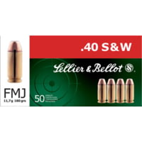 Sellier &amp; Bellot 40 S&amp;W 180 Grain Full Metal Jacket Brass Cased Pistol Ammunition