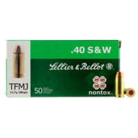 Sellier &amp; Bellot 40 S&amp;W Nontox 180 Grain Total Full Metal Jacket Brass Cased Pistol Ammunition