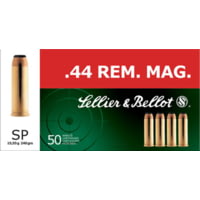 Sellier &amp; Bellot 44 Remington Magnum 240 Grain Soft Point Brass Cased Pistol Ammunition