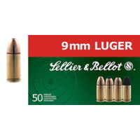 Sellier &amp; Bellot 9mm Luger 115 Grain Jacketed Hollow Point Brass Cased Pistol Ammunition