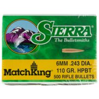 Sierra Bullets .243 Caliber 110 Grain HPBT MatchKing 500 Rifle Bullets