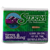 Sierra Bullets 6.5mm Caliber 107 Grain 500 Box Tipped MatchKing Rifle Bullets