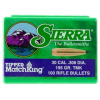 Sierra Bullets .30 Caliber 195 Grain Tipped MatchKing Rifle Bullets