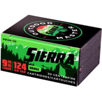 Sierra Bullets Sierra Ammo Outdoor Master 9mm Luger 124 Grain Jacketed Hollow Point Brass Cased Centerfire Pistol Ammunition