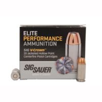 SIG SAUER V-Crown Ammo .40 S&amp;W 165 grain Jacketed Hollow Point Brass Cased Centerfire Pistol Ammunition