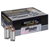 SIG SAUER V-Crown Ammo .40 S&amp;W 180 grain Jacketed Hollow Point Brass Cased Centerfire Pistol Ammunition