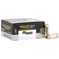 SIG SAUER Elite V-Crown 10mm Auto 200 Grain Jacketed Hollow Point Brass Cased Centerfire Pistol Ammunition