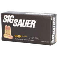 SIG SAUER Elite Performance 9mm Luger 124 Grain Full Metal Jacket Brass Cased Centerfire Pistol Ammunition