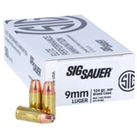 SIG SAUER Elite V-Crown 9 mm Luger 124 Grain Jacketed Hollow Point Brass Cased Pistol Ammunition