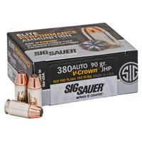 SIG SAUER Elite V-Crown .380 ACP 90 Grain Jacketed Hollow Point Brass Cased Centerfire Pistol Ammunition