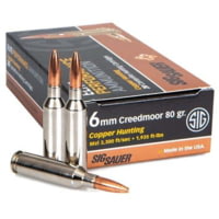 SIG SAUER SIG Hunting Rifle Ammunition 6mm Creedmoor 80 grain Hunting Tipped Brass Cased Centerfire Rifle Ammunition