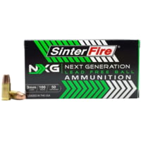 SinterFire NXG Lead Free Ball 9 mm Luger 100 Grain Monolithic Copper Brass Cased Pistol Ammunition