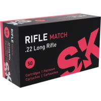 SK Rifle Match .22 Long Rifle 40 grain Lead Round Nose Brass Cased Rimfire Ammunition