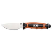 SOG Specialty Knives &amp; Tools 3.8 in. Bladelight Hunt LED Straight Edge Steel Blade Fixed Knife, Leather Sheath, Satin Finish