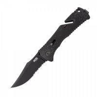 SOG Specialty Knives &amp; Tools Trident 1/2 Serrated TiNi Automatic Folding Knife