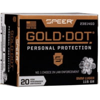Speer Gold Dot Handgun Personal Protection 9mm Luger 115 Grain Gold Dot Hollow Point Cavity Brass Cased Pistol Ammunition