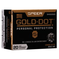 Speer Gold Dot 10mm Auto 200 Grain Gold Dot Hollow Point Centerfire Pistol Ammunition