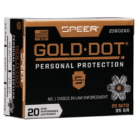 Speer Gold Dot .25 ACP 35 Grain Gold Dot Hollow Point Centerfire Pistol Ammunition
