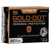 Speer Gold Dot .32 ACP 60 Grain Gold Dot Hollow Point Centerfire Pistol Ammunition