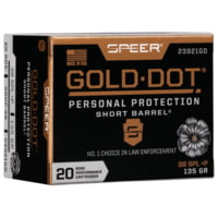 Speer Gold Dot .38 Special +P 135 Grain Gold Dot Hollow Point Short Barrel Centerfire Pistol Ammunition