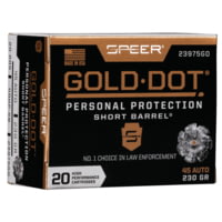 Speer Gold Dot .45 ACP 230 Grain Gold Dot Hollow Point Short Barrel Pistol Ammunition