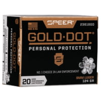 Speer Gold Dot 9 mm Luger 124 Grain Gold Dot Hollow Point Centerfire Pistol Ammunition