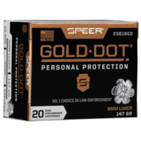 Speer Gold Dot 9 mm Luger 147 Grain Gold Dot Hollow Point Centerfire Pistol Ammunition