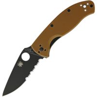 Spyderco Tenacious Brown G10 Blk Serr Folding Knife