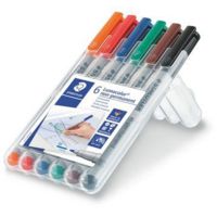 Staedtler Lumocolor Non-Permanent M Width Pen Pack - 6 Colors w/ Stand-Up Box