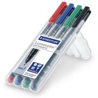 Staedtler Lumocolor Permanent F Width Pen Pack - 4 Colors w/ Stand-Up Box