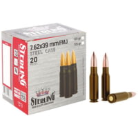 Sterling 7.62x39mm 123 Grain Full Metal Jacket FMJ Steel Cased Rifle Ammunition