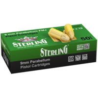 Sterling 9x19mm 124 Grain FMJ Brass Cased Centerfire Pistol Ammunition