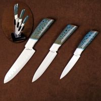Stone River Gear Three Piece Kitchen Knife Set w/Counter Top Holder