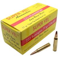 Super Vel Ammunition .223 Remington 77 grain Open Tip Match Brass Cased Rifle Ammunition