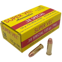 Super Vel Ammunition .38 Special 125 Grain Full Metal Jacket Brass Pistol Ammunition