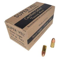 Super Vel Ammunition 9mm Luger 124 grain Full Metal Jacket Brass Cased Pistol Ammunition