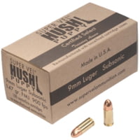 Super Vel Ammunition Hush Puppy 9mm Luger 147 grain Full Metal Jacket Brass Cased Pistol Ammunition