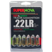SUPERNOVA .22 Long Rifle 40 Grain Lead Round Nose Green and Red Tracer Rifle Ammunition