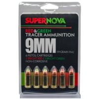 SUPERNOVA 9mm Luger 119 Grain Full Metal Jacket Green/Red Tracer Pistol Ammunition