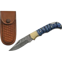 Rite Edge Damascus Lockback w/Sheath Fixed Blade Knife