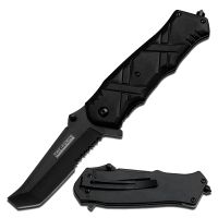 TAC Force Partially Serrated All Black Fold Knife