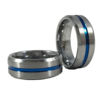 Thin Blue Line Men's Ring, Tungsten