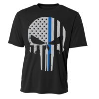 Thin Blue Line Skull Polyester Shirt