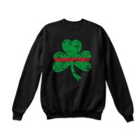 Thin Blue Line Thin Red Line St. Patrik's Shamrock Crew Neck SweatShirt - Mens