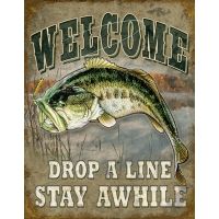 Tin Signs Welcom Bass Fishing Tin Sign