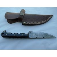 Titan Damascus Steel Fixed Knife Bull Horn Skinny Handle TDK-28