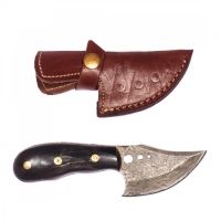 Titan Damascus Stainless Steel Knife w/ Bull Horn Handle