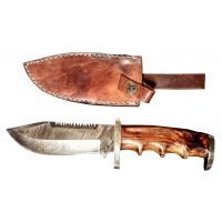 Titan Damascus Fixed Blade Knife, Bolster Damascus Steel TD -105
