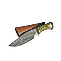 Titan International Knives Damascus Diamond Wood Steel Fixed Blade Knife